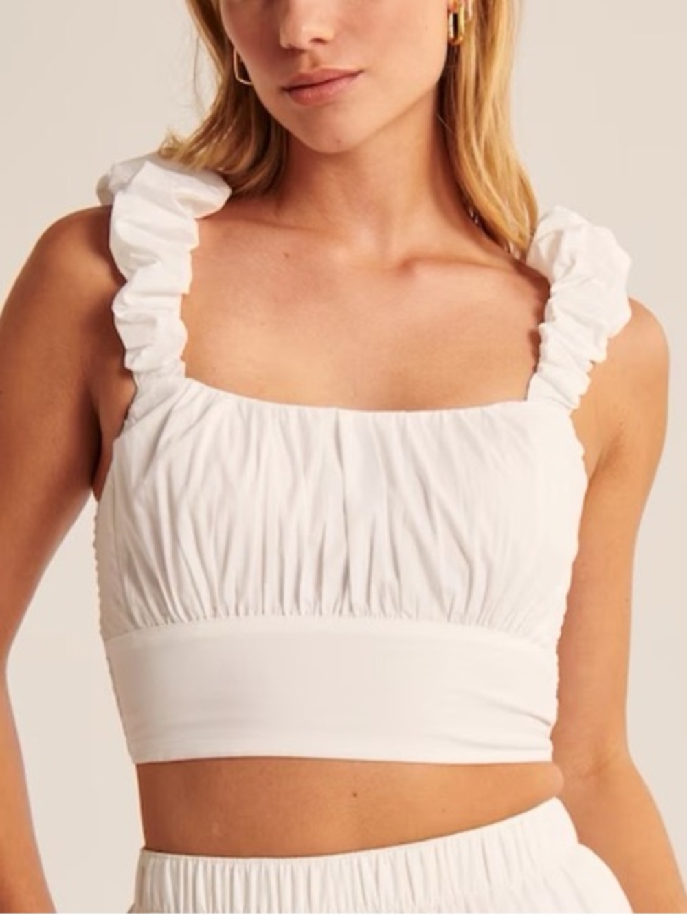 NWOT // Abercrombie & Fitch - White Ruffle-Strap Cropped Tank